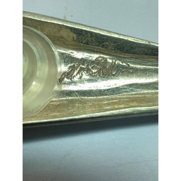 Estate Sterling Silver 925 Elongated Heart Stud Earrings 1.6" EZ Push Backs - Picture 5 of 9